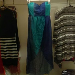 Aqua strapless dress
